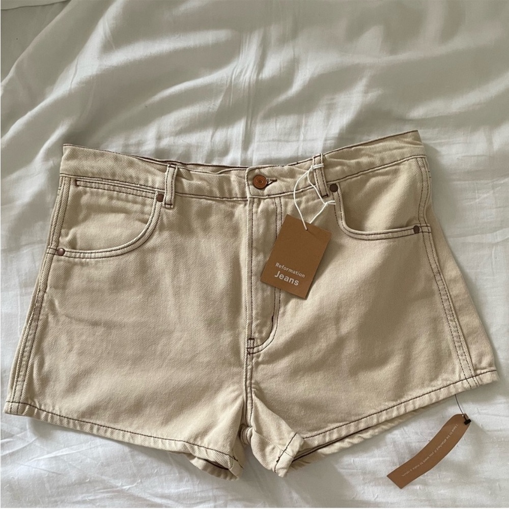 🕯️ Reformation Cowboy High Right Jean Shorts in Almond